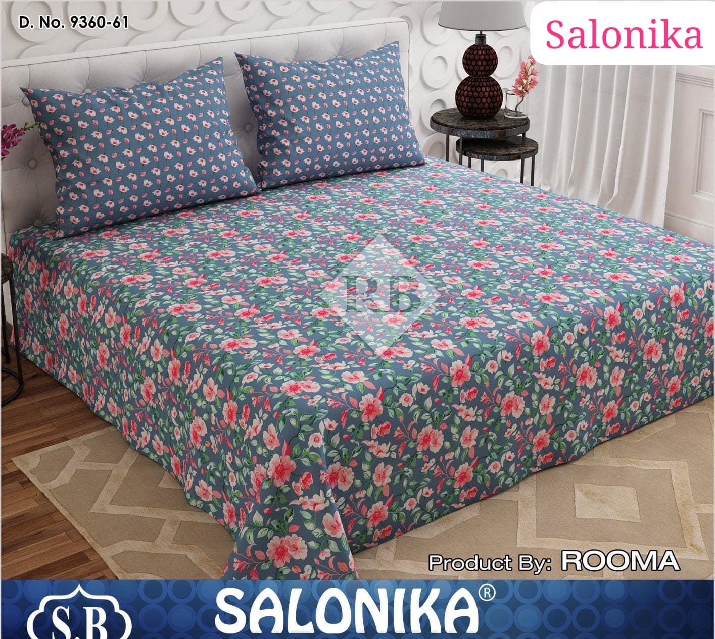 Salonika 3-Piece Mix Cotton King Size Bedsheet with Pillow Covers