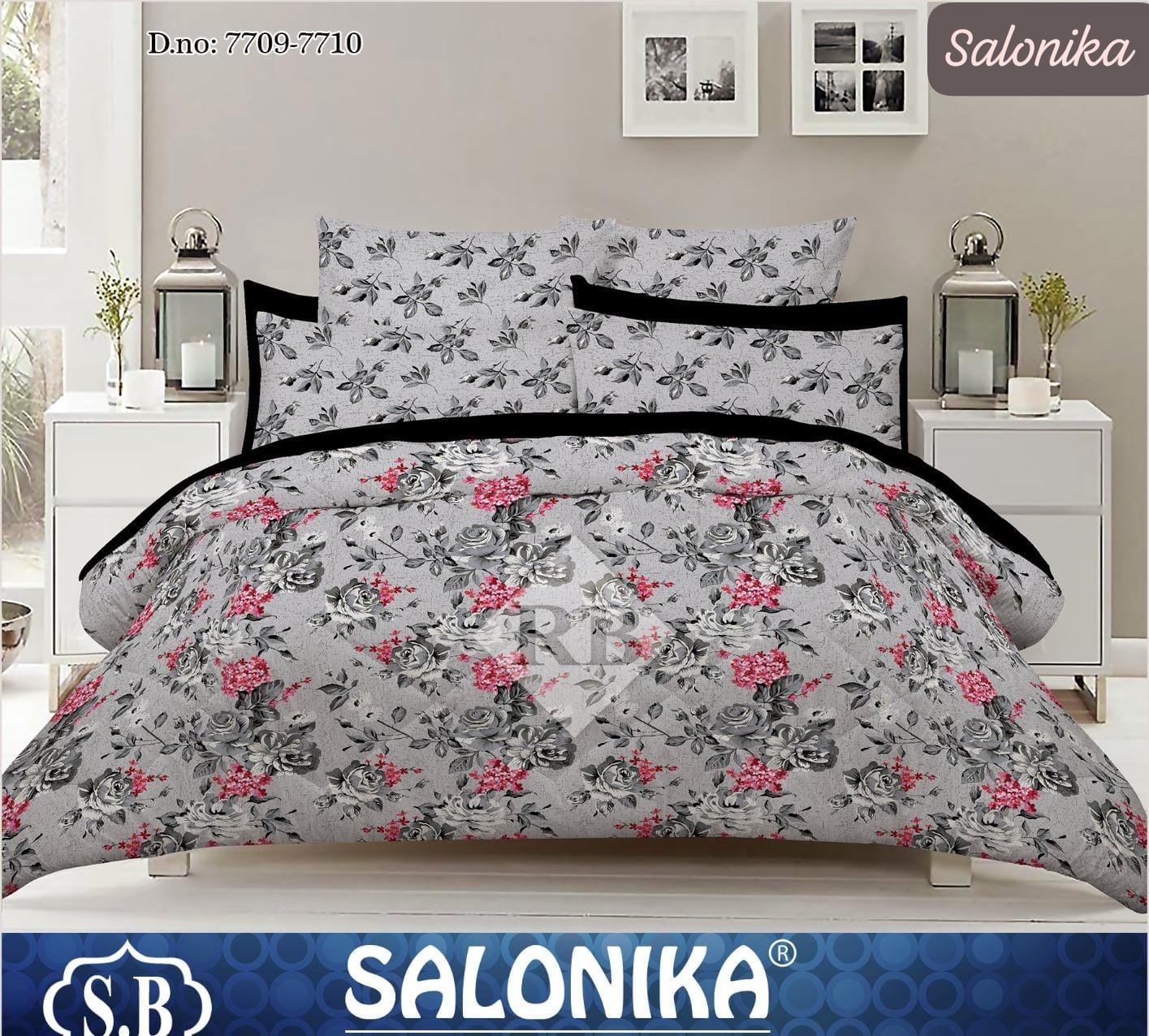 Salonika 3-Piece Mix Cotton King Size Bedsheet with Pillow Covers