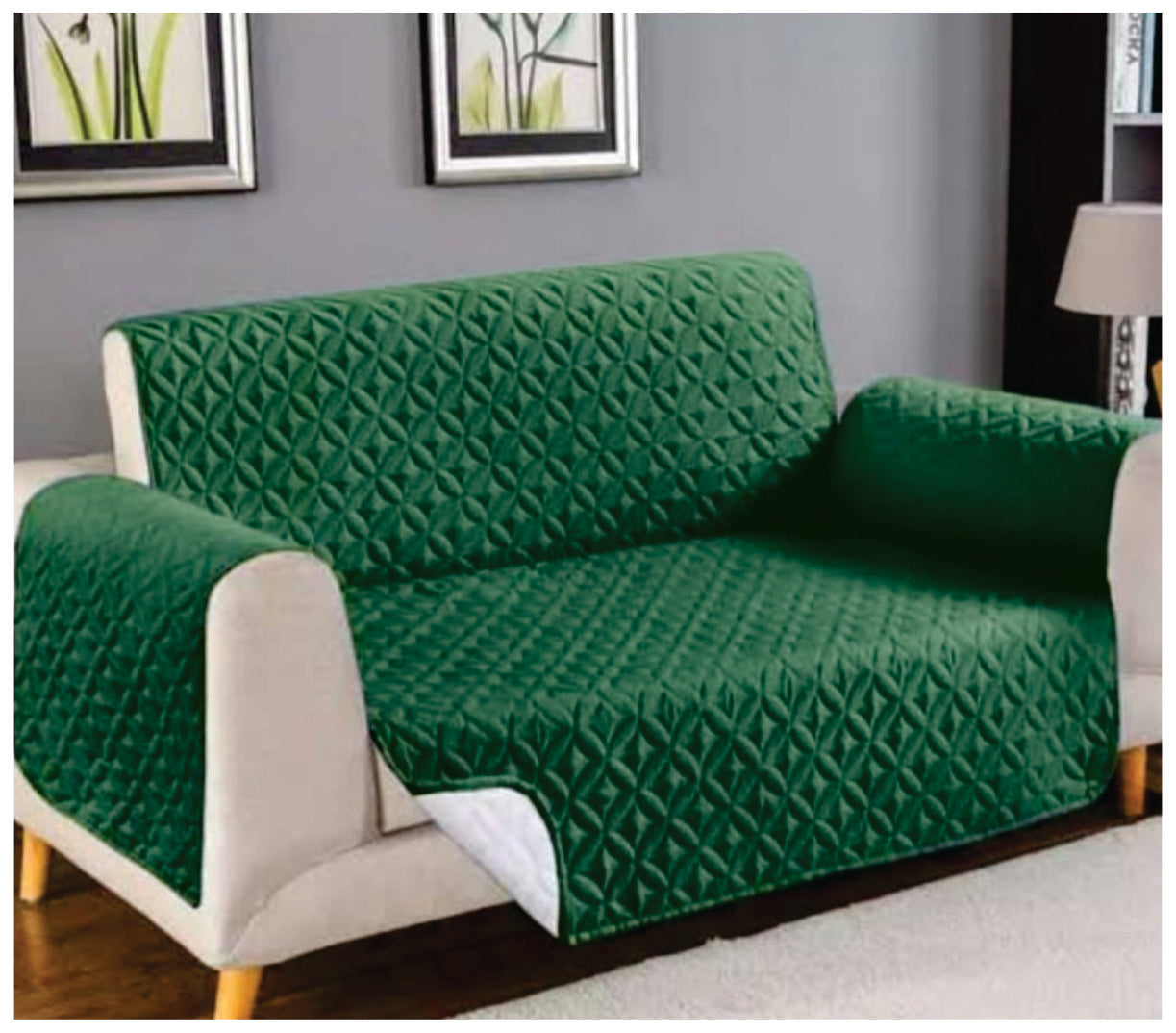 Ultrasonic Quilted Sofa Covers Green