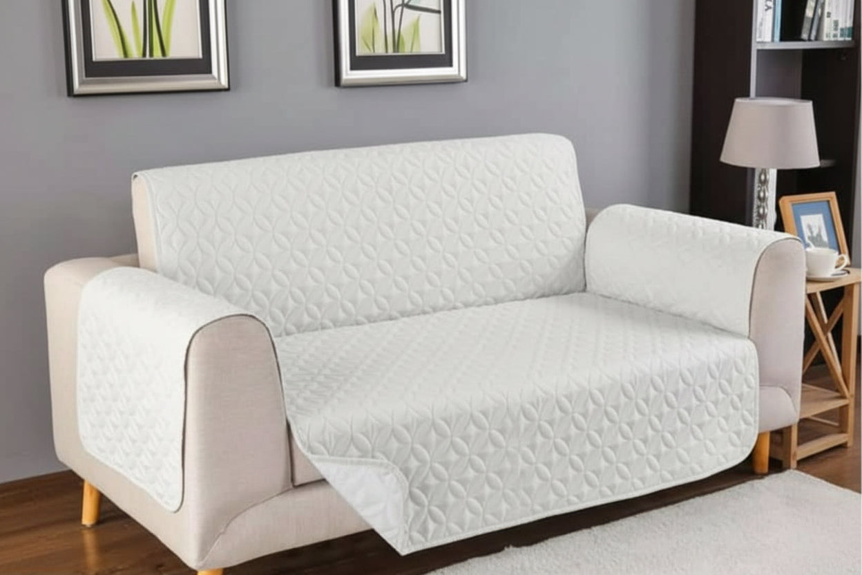 Ultrasonic Quilted Sofa Covers White