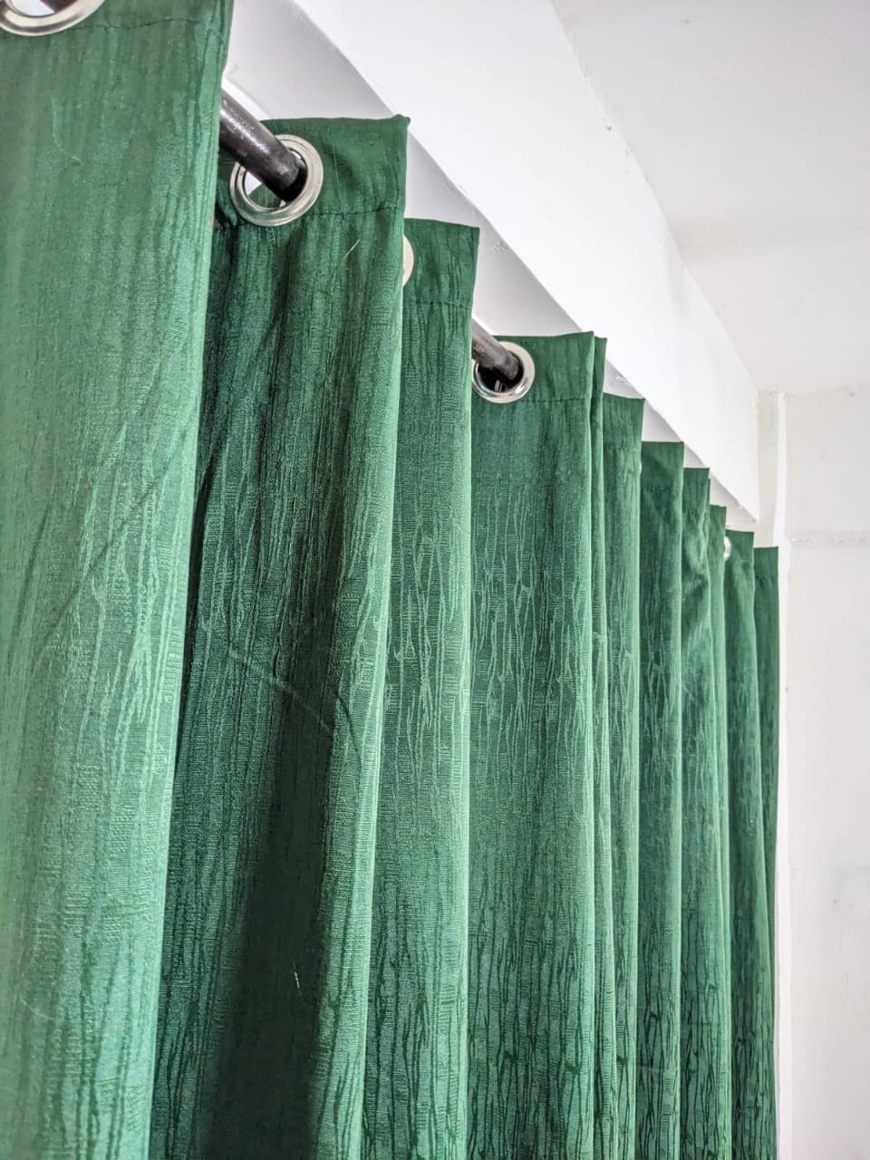 Plain Jacquard Curtain Green