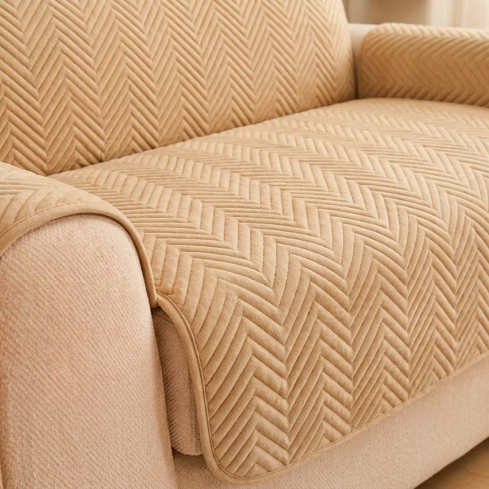 L Shape Zigzag Ultrasonic Quilted Sofa Cover Skin