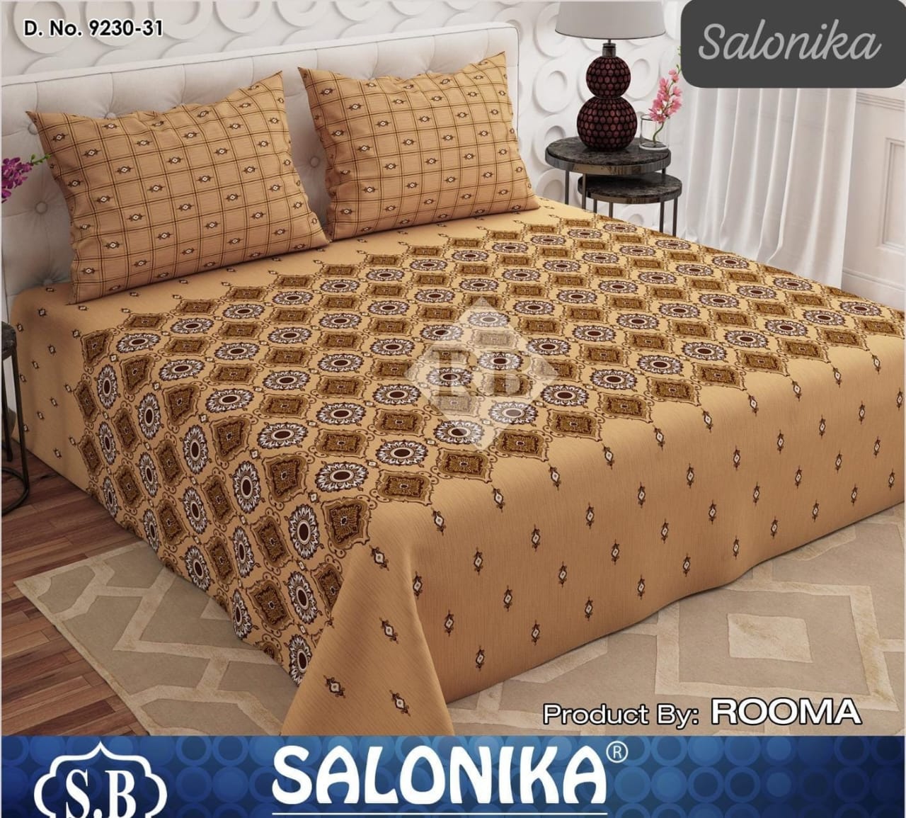 Salonika 3-Piece Mix Cotton King Size Bedsheet with Pillow Covers