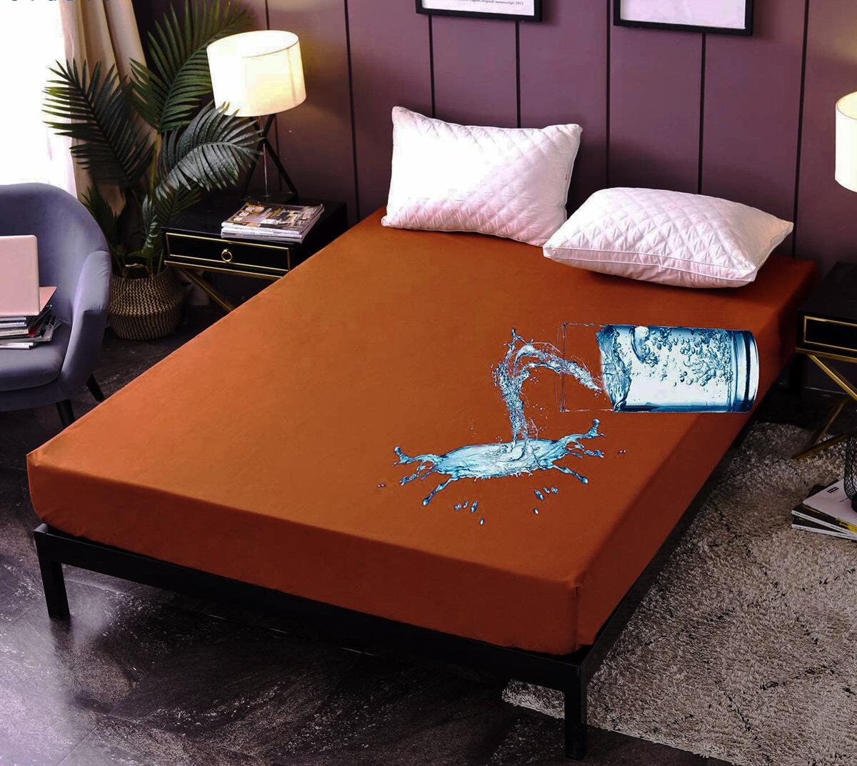 Single Waterproof Mattress Cover Rust