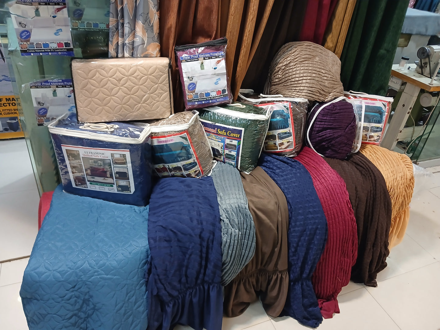 Turkish Style Bubble Sofa Cover Purple