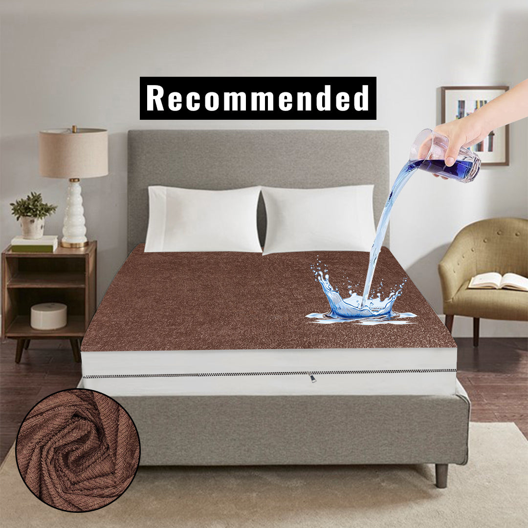 King Waterproof Mattress Cover Brown