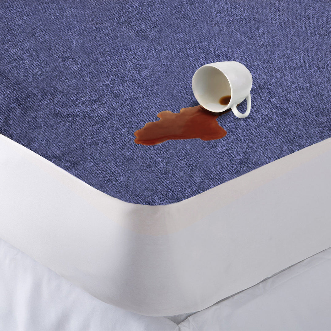 Single Waterproof Mattress Cover Blue
