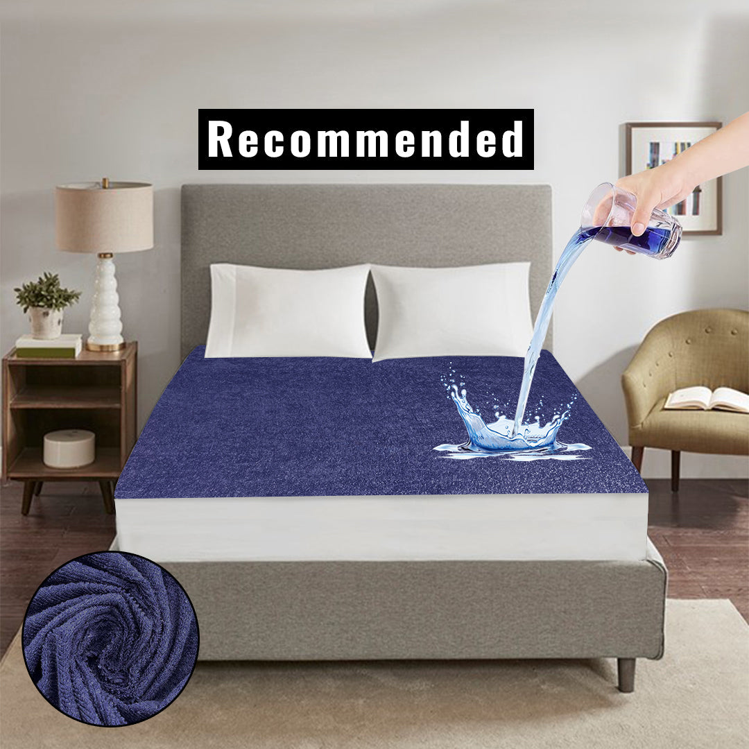 Single Waterproof Mattress Cover Blue