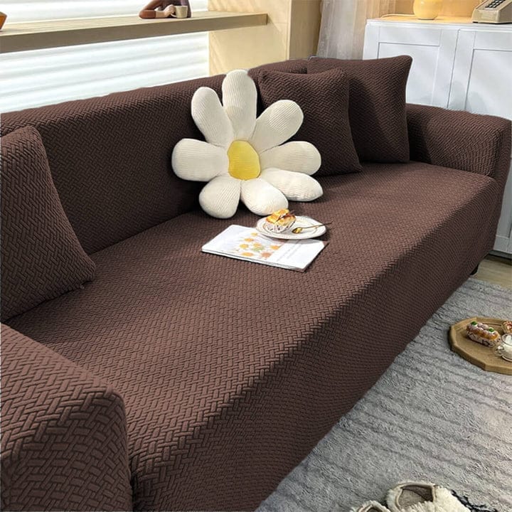 Stripe Jacquard, China Mazed Sofa Cover Brown