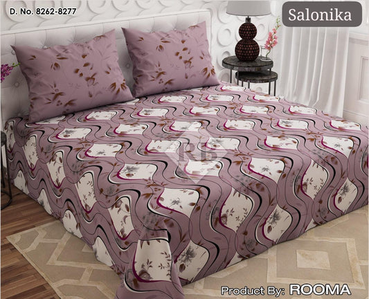Salonika 3-Piece Mix Cotton King Size Bedsheet with Pillow Covers