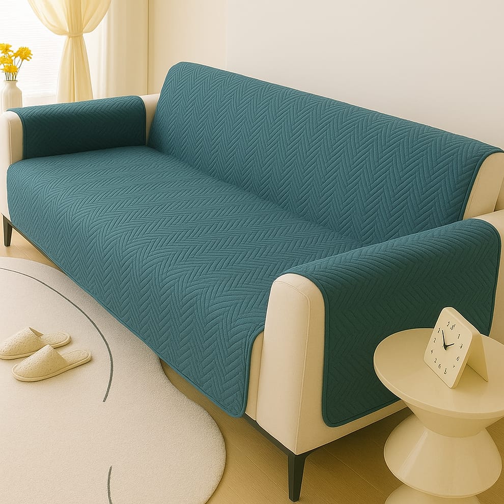 Zigzag Ultrasonic Quilted Sofa Cover Zinc