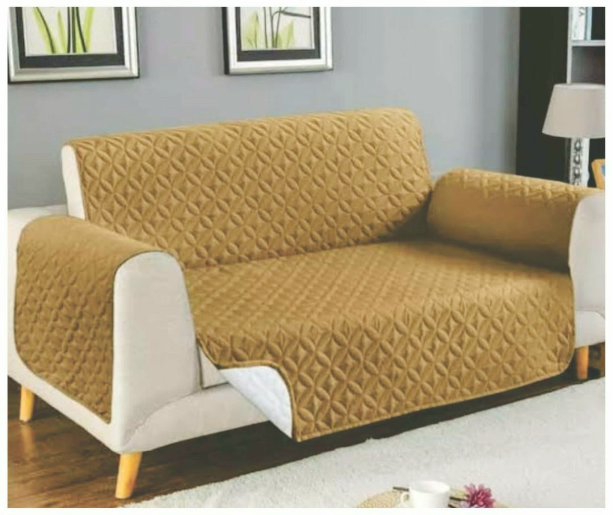 Waterproof Ultrasonic Quilted Sofa Cover Chikoo