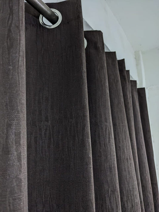 Plain Jacquard Curtain dark brown