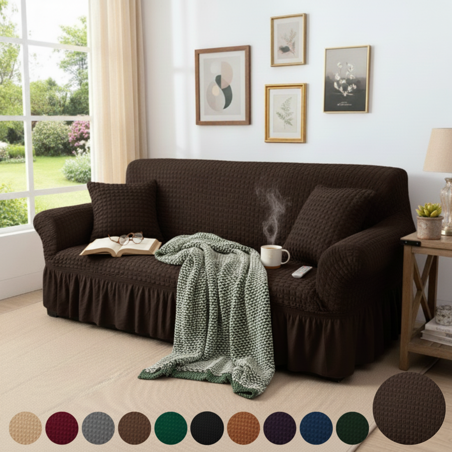 Turkish Style Bubble Sofa Cover Chocolate Brown