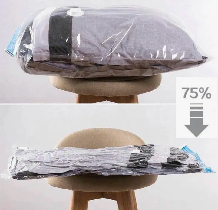 Vacuum Storage Bags 5 Pack with Hand Pump | Reusable Space Saving Compression Bags for Clothes, Blankets, Quilts, Pillows, Bedding etc.