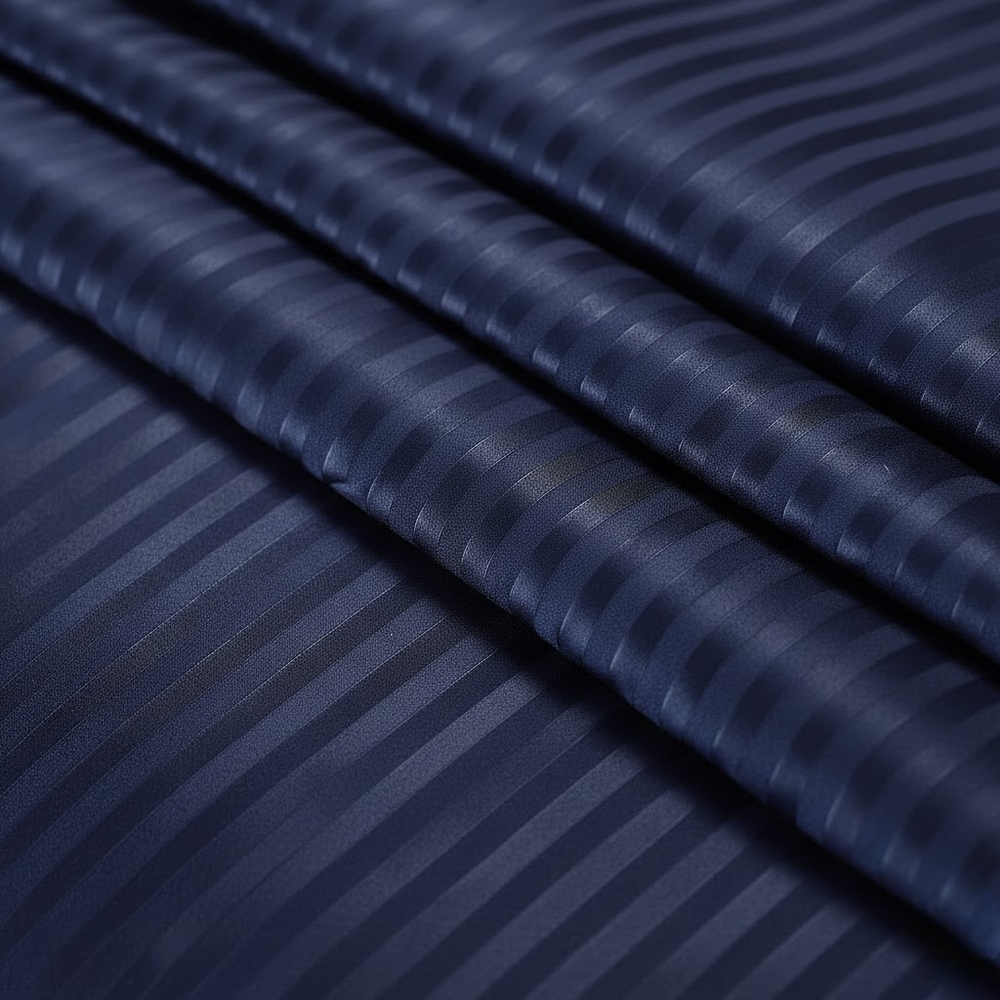 Premium Striped Flat Bedsheet Set Navy Blue - King Size