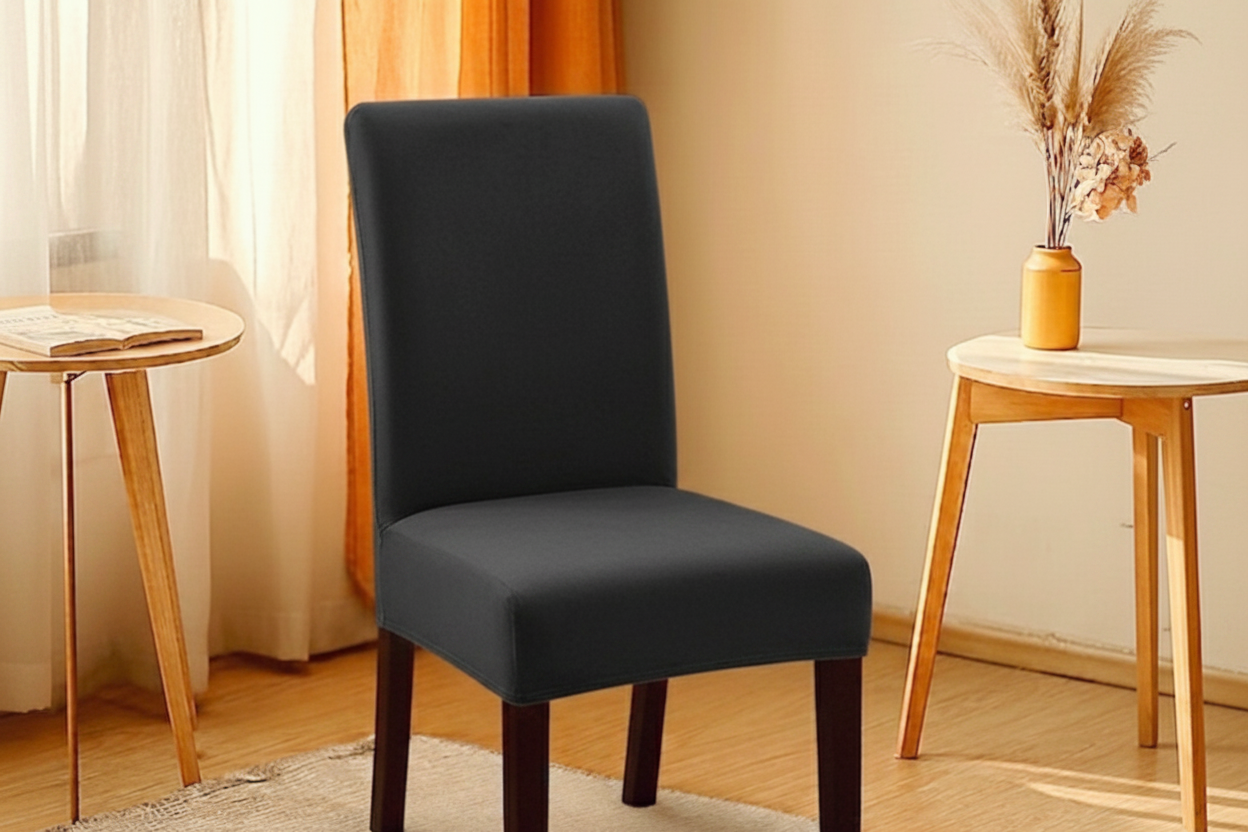Fitted Jersey Chair Cover Dark Gray