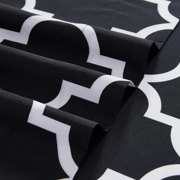 Cotton Sateen Printed Fitted Sheet 3 Pcs - black