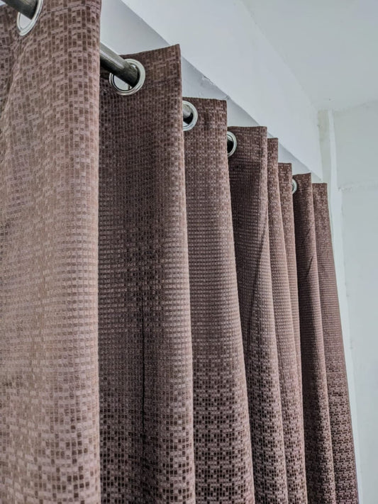 Plain Jacquard Curtain brown