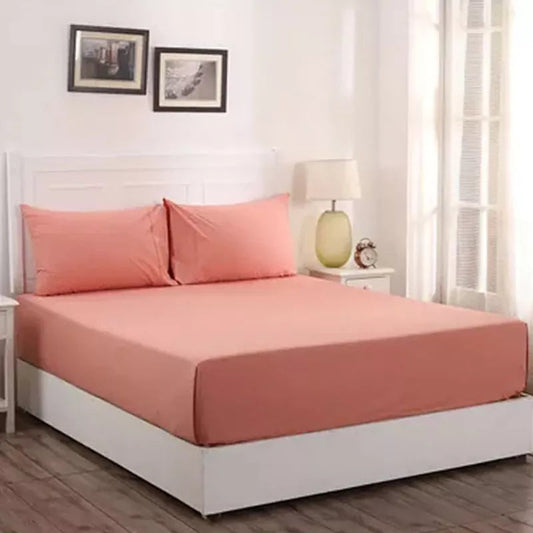 Jersey Fitted Sheet - 100% Cotton Stretchable Bed Sheet -Peach
