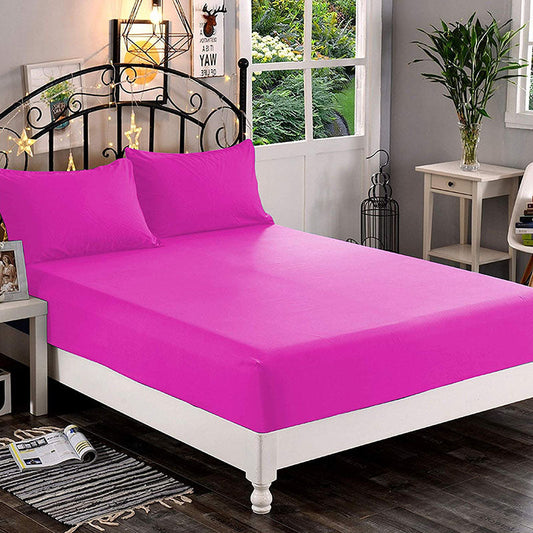 Jersey Fitted Sheet - 100% Cotton Stretchable Bed Sheet -Dark Pink
