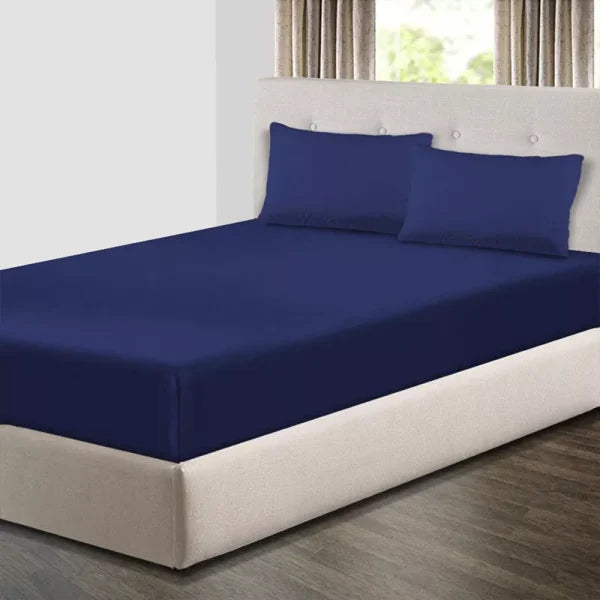 Jersey Fitted Sheet - 100% Cotton Stretchable Bed Sheet -Navy Blue