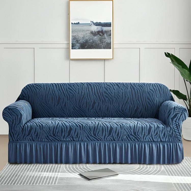 Zebra Sofa Cover Navy Blue