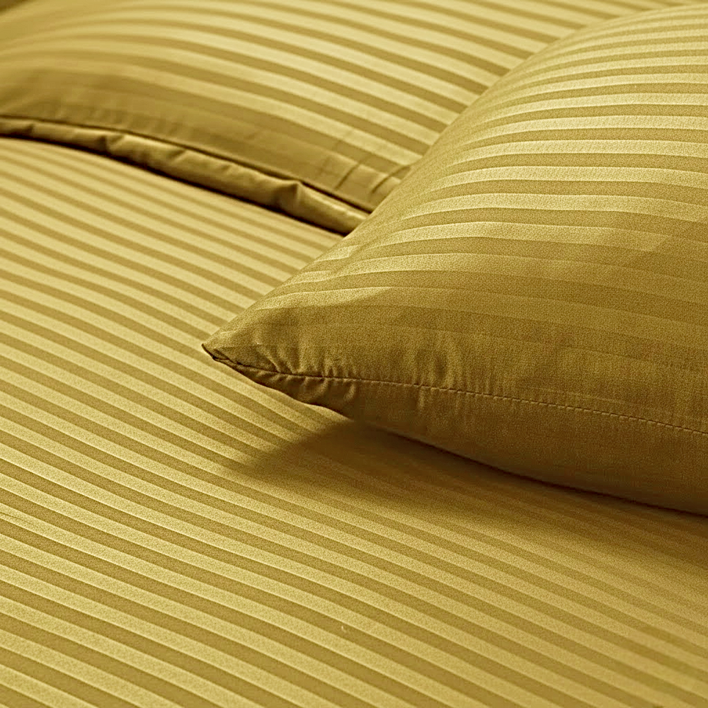 Premium Striped Flat Bedsheet Set Golden - King Size