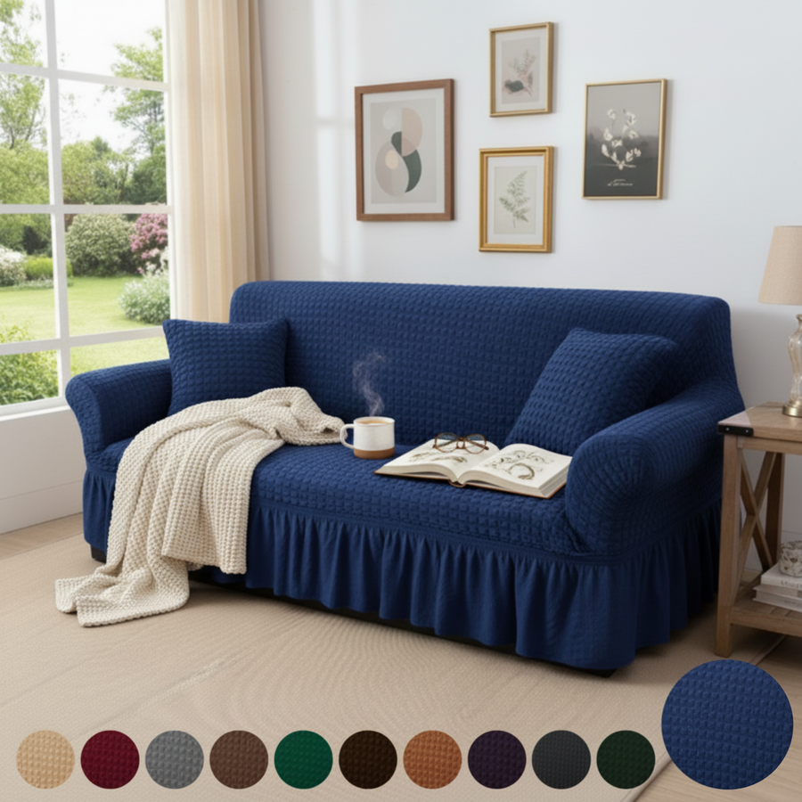 Turkish Style Bubble Sofa Cover Navy Blue