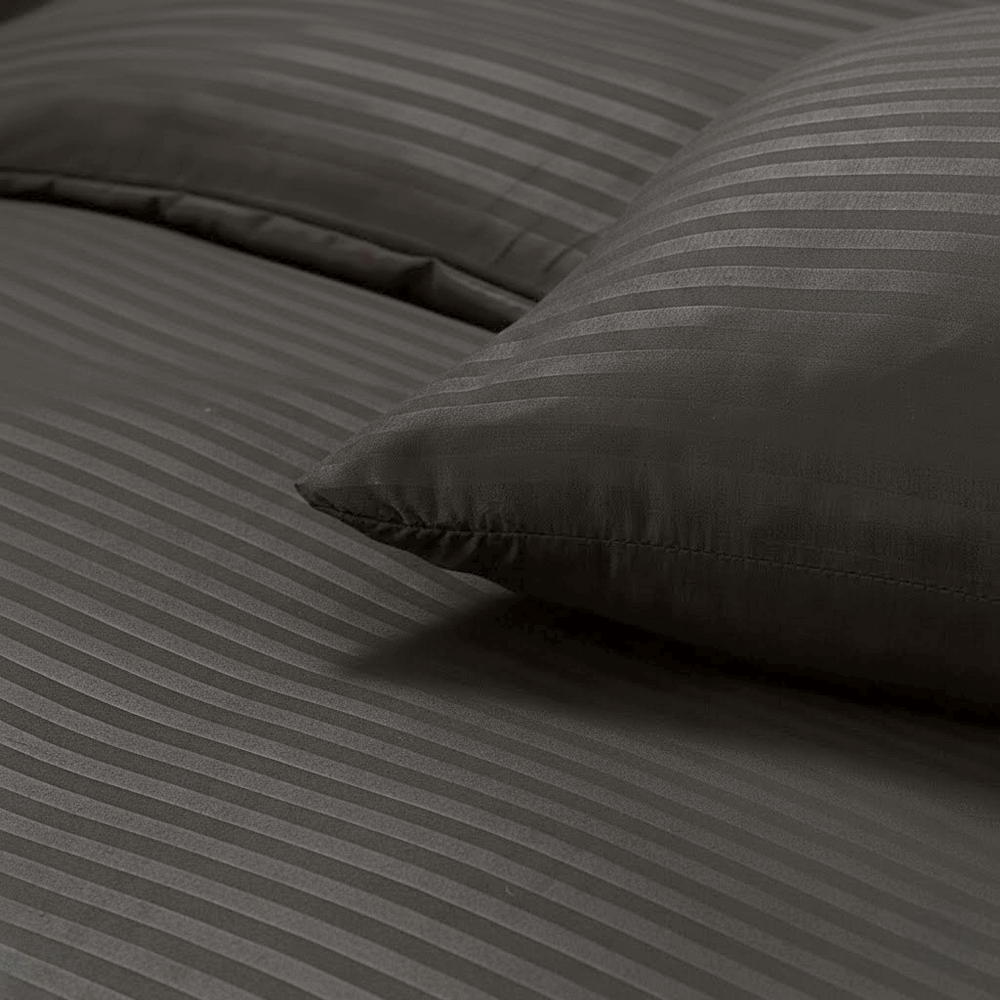 Premium Striped Flat Bedsheet Set Black - King Size