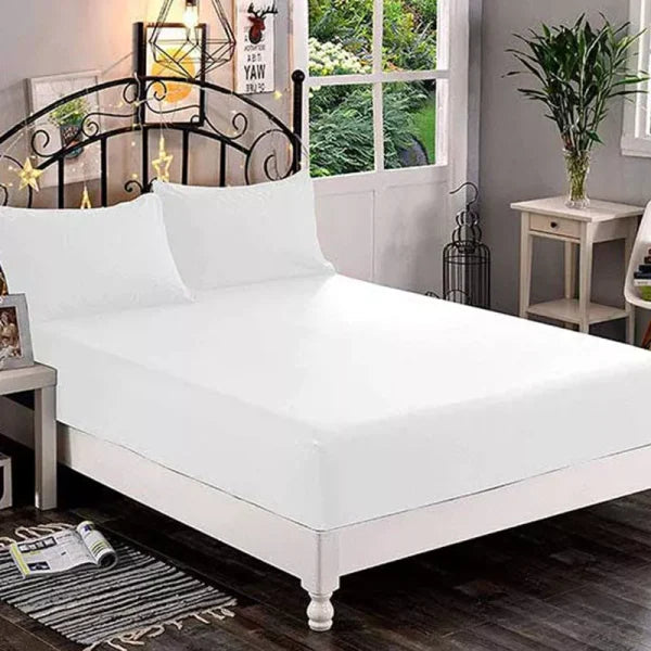 Jersey Fitted Sheet - 100% Cotton Stretchable Bed Sheet -White