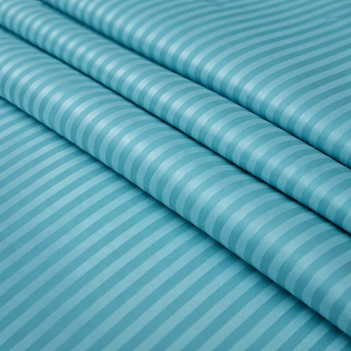 Premium Striped Flat Bedsheet Set Sky Blue - King Size