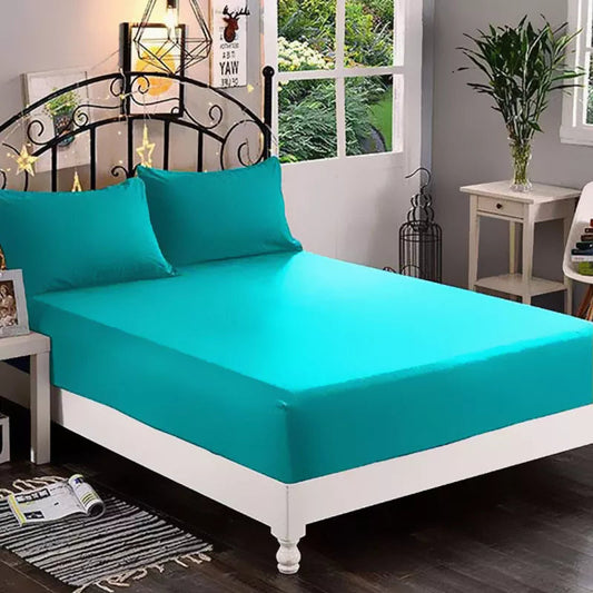 Jersey Fitted Sheet - 100% Cotton Stretchable Bed Sheet -Ice Blue