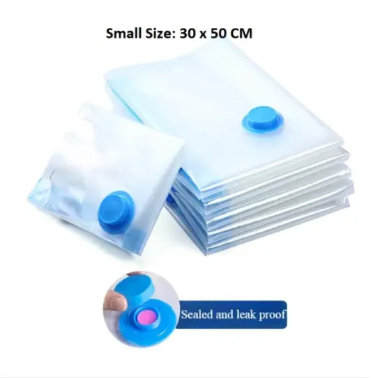 Vacuum Storage Bags 5 Pack with Hand Pump | Reusable Space Saving Compression Bags for Clothes, Blankets, Quilts, Pillows, Bedding etc.