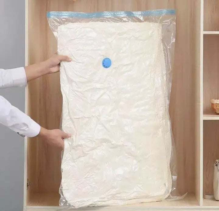 Vacuum Storage Bags 5 Pack with Hand Pump | Reusable Space Saving Compression Bags for Clothes, Blankets, Quilts, Pillows, Bedding etc.