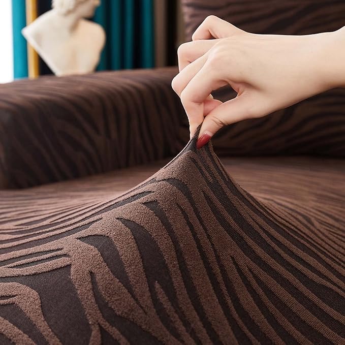 Zebra Sofa Cover Dark Brown