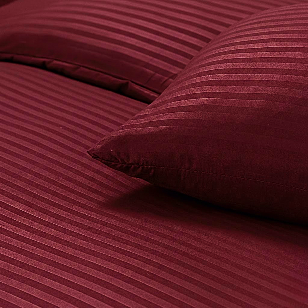 Premium Striped Flat Bedsheet Set Maroon - King Size