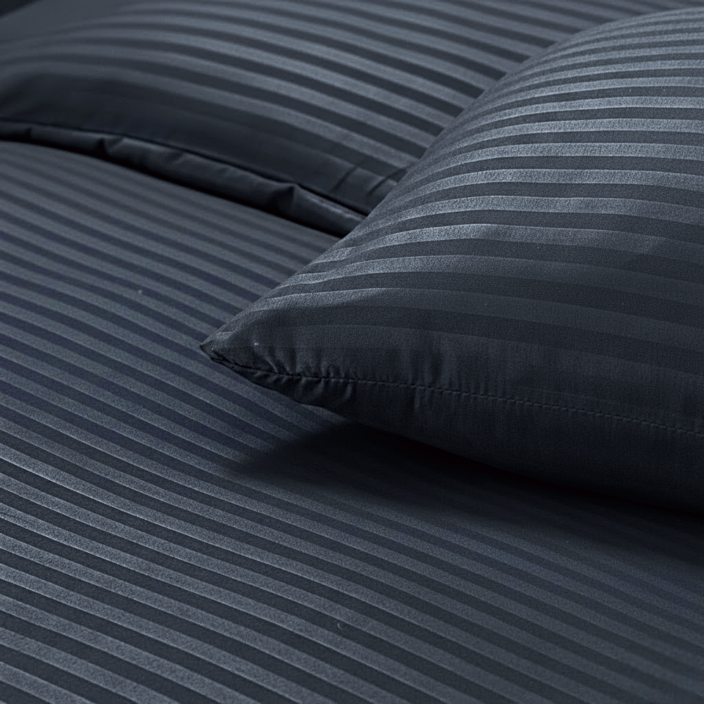 Premium Striped Flat Bedsheet Set Grey - King Size