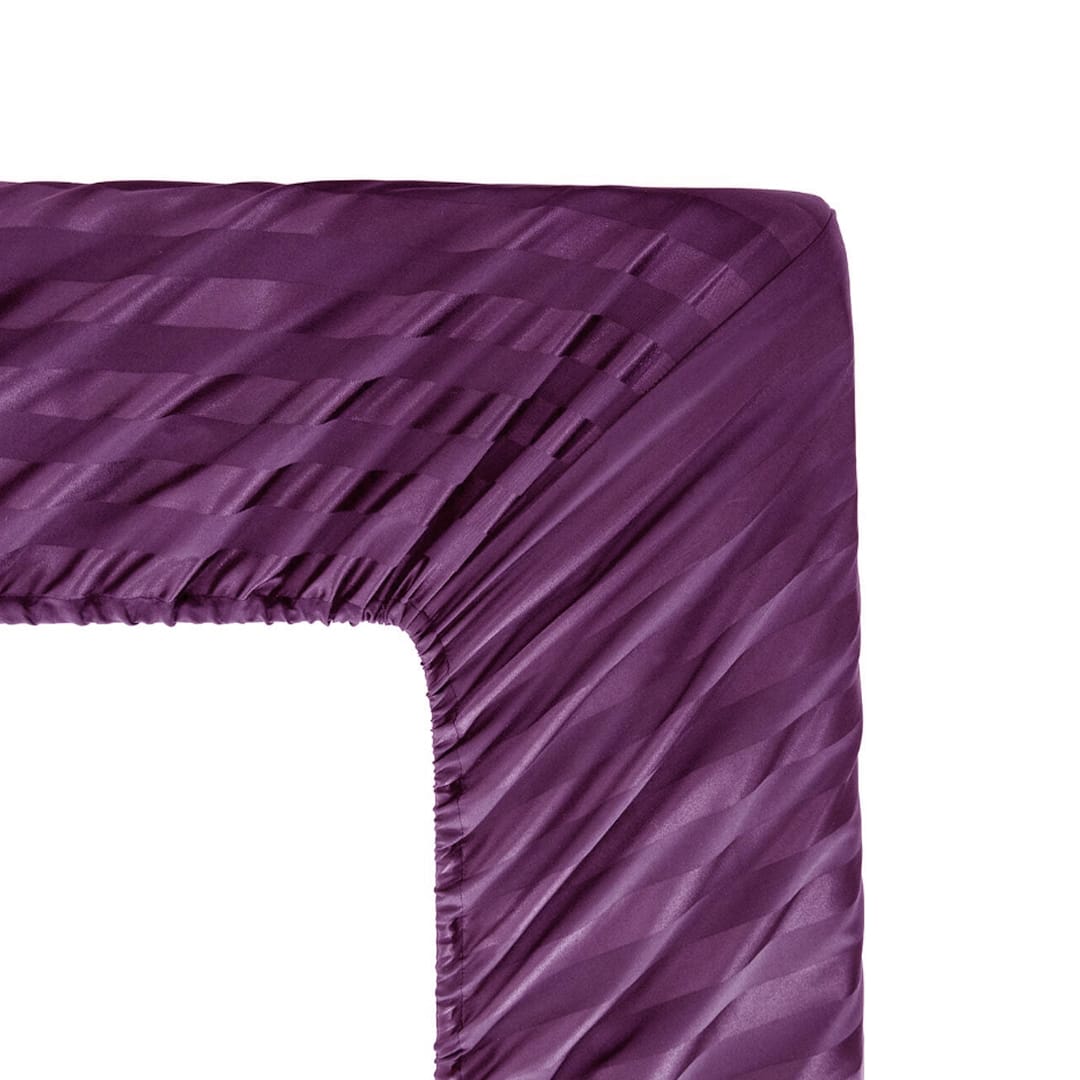 Cotton Sateen Stripe Fitted Sheet 3 Pcs - Purple