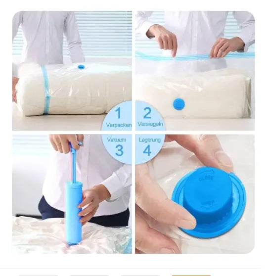Vacuum Storage Bags 5 Pack with Hand Pump | Reusable Space Saving Compression Bags for Clothes, Blankets, Quilts, Pillows, Bedding etc.