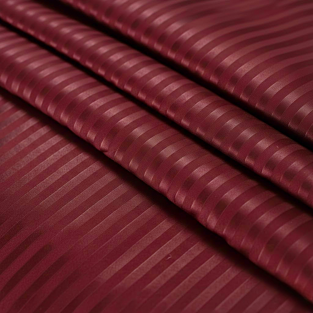 Premium Striped Flat Bedsheet Set Maroon - King Size