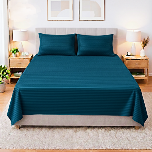 Premium Striped Flat Bedsheet Set Zinc - King Size