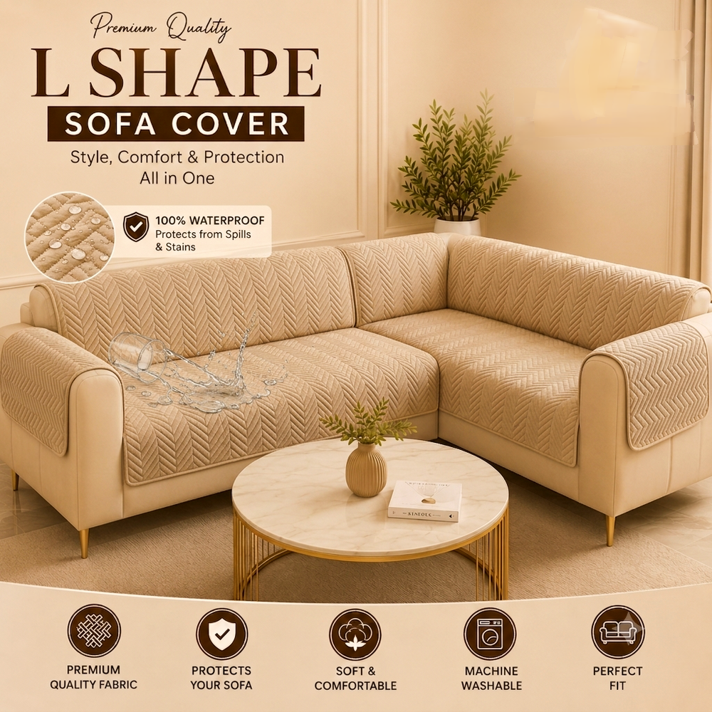 L Shape Zigzag Ultrasonic Quilted Sofa Cover Skin