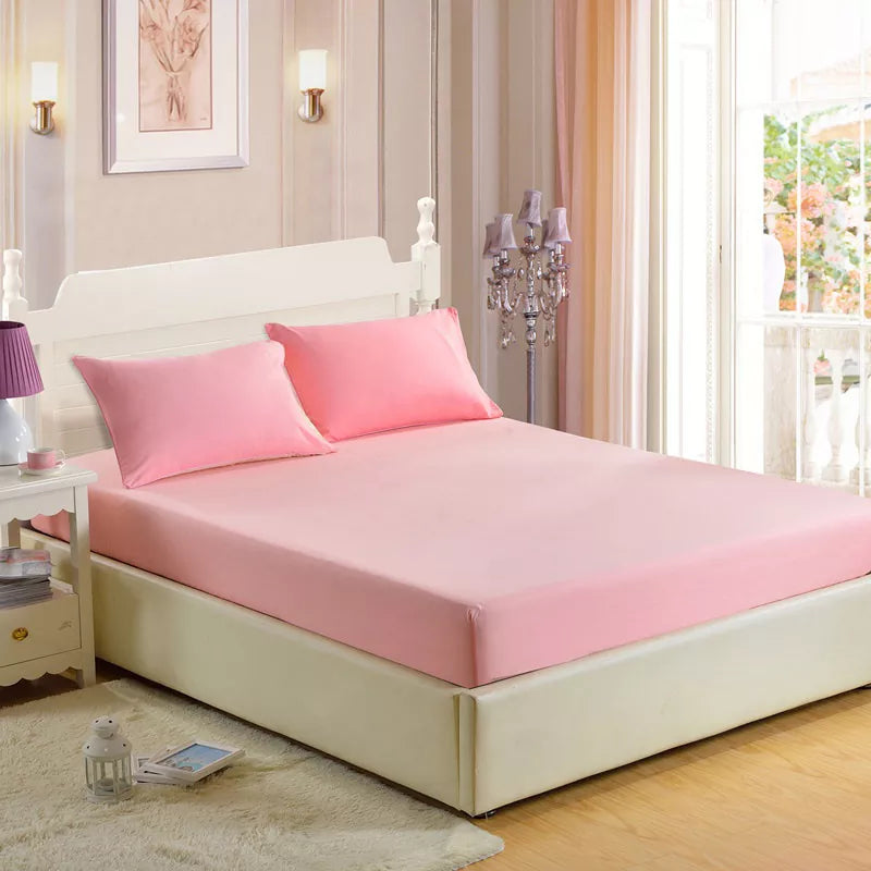 Jersey Fitted Sheet - 100% Cotton Stretchable Bed Sheet -Baby Pink