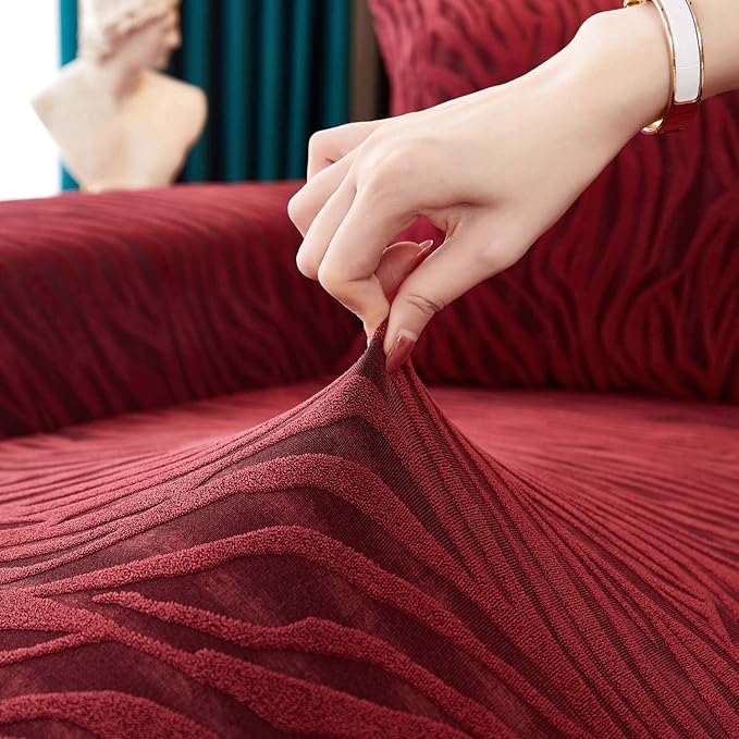 Zebra Sofa Cover Maroon