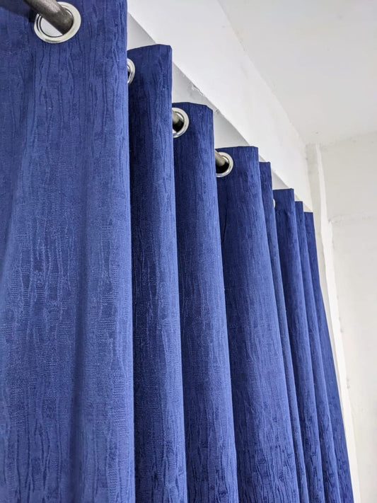 Plain Jacquard Curtain blue