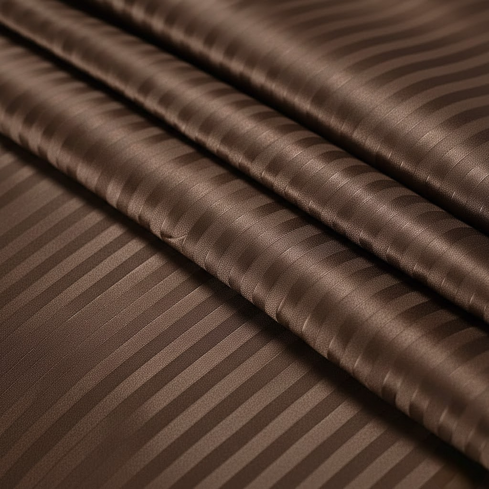 Premium Striped Flat Bedsheet Set Chocolate Brown - King Size
