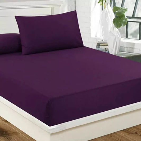 Jersey Fitted Sheet - 100% Cotton Stretchable Bed Sheet -Purple