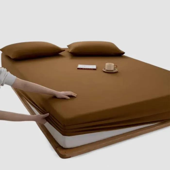 Jersey Bed Fitted Sheet - Camel Brown - Image 2