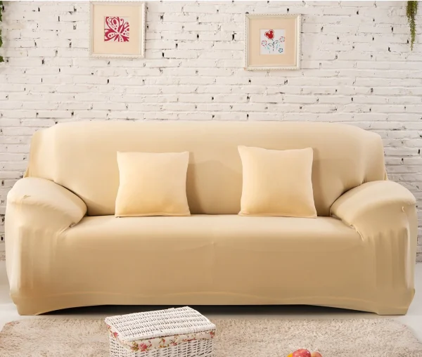 Lycra Jersey Sofa Cover Cream - Image 3